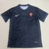 2024 Portugal Goalkeeper Black  Fans Soccer Jersey