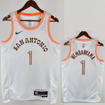 23/24 SA Spurs WEMBANYAMA #1 White City Edition Top Quality Hot Pressing NBA Jersey