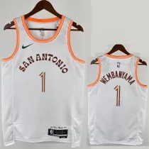 23/24 SA Spurs WEMBANYAMA #1 White City Edition Top Quality Hot Pressing NBA Jersey