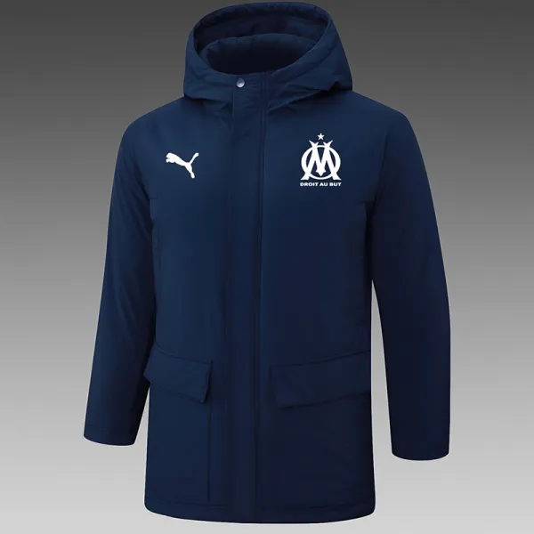 24/25 Marseille Royal Blue Hooded Cotton Coat G245白色队标