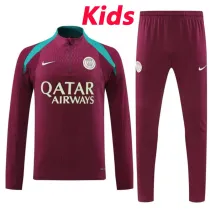 24/25  PSG Red Kids Half Pull Tracksuit  (童装、半拉链)
