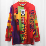 1996 England Red Goalkeeper Long Sleeve (David Seaman) Retro Soccer Jersey(长袖、包印字）