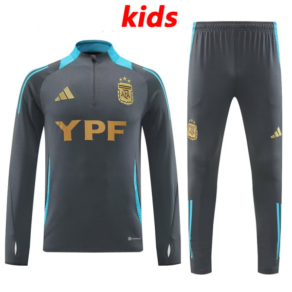 24/25 Argentina Grey Kids Half Pull Tracksuit (半拉链)(童装）