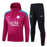 24/25 PSG Purple Hooded  Half Pull Tracksuit(Add Fluff)  (半拉链、加绒F598)