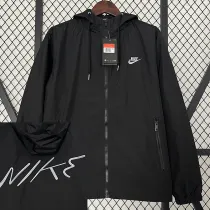 2024 New NK Black Windbreaker(后背带字、连帽）