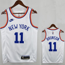 75th Anniversary KNICKS BRUNSON  # 11White Heat Pressed Retro NBA Jersey