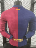 24/25 BAR Home Player Version Long Sleeve Soccer Jersey (No Advertisements无广告）