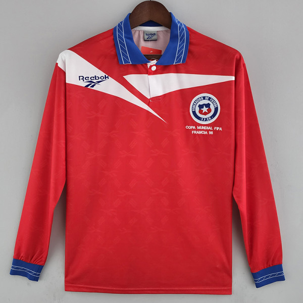 1998 Chile Home Retro Loog Sleeve Soccer Jersey （98小字、长袖）