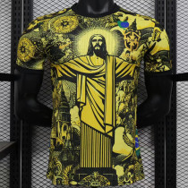 2024 Brazil Christ statue Yellow Player Version Soccer Jersey