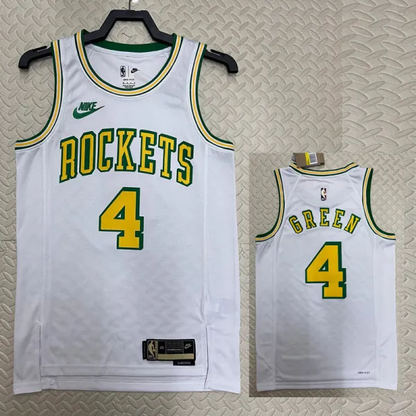 22/23 ROCKETS GREEN #4 White Top Quality Hot Pressing NBA Jersey (Retro Logo)