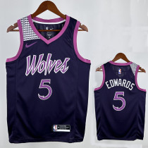 Timberwolves EDWARDS #5 Black Purple Edition Top Quality Hot Pressing NBA Jersey