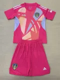 24/25 Leeds United Pink Goalkeeper Kids Soccer Jersey