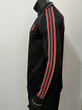 Man Utd Black Leisure  Long Sleeve Retro Soccer Jersey(长袖）