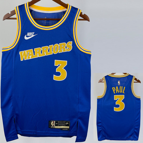 22/23 WARRIORS PAUL #3 Blue Top Quality Hot Pressing NBA Jersey (Retro Logo)