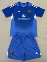 25/26 Man Utd Blue Goalkeeper Kids Soccer Jersey