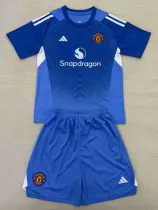 25/26 Man Utd Blue Goalkeeper Kids Soccer Jersey