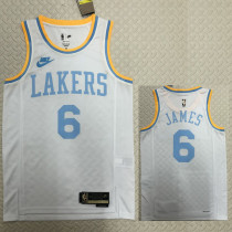 22/23 LAKERS JAMES #6 White Top Quality Hot Pressing NBA Jersey (Retro Logo)