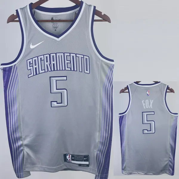 22/23 Kings FOX #5 Grey City Edition Top Quality Hot Pressing NBA Jersey