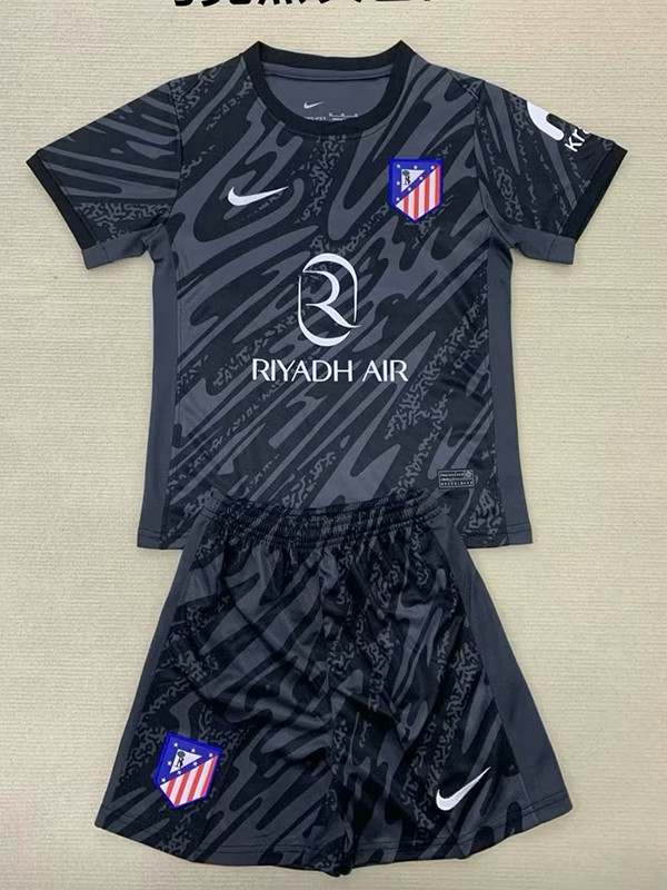24/25  ATM Black Goalkeeper Kids Soccer Jersey(左袖带白广告）