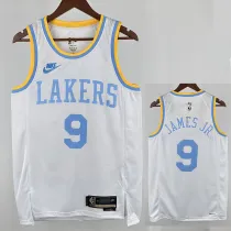 22/23 LAKERS BROWNIES # 9 White Retro Top Quality Hot Pressing NBA Jersey(复古白、圆领)