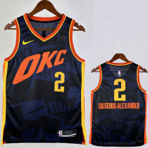 23/24 OKC Thunder GILGEOUS-ALEXANDER #2 Dark Blue City Edition Top Quality Hot Pressing NBA Jersey