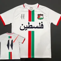 24/25 Palestine White Arabic Special Edition Fans Soccer Jersey(背后广告）