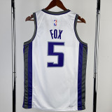22/23 KINGS FOX #5 White Home Top Quality Hot Pressing NBA Jersey(V领）