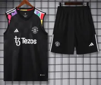 24/25 Man Utd Black Tank top and shorts suit