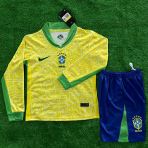 2024 Brazil Home Kids Long sleeve Soccer Jersey（童装长袖）