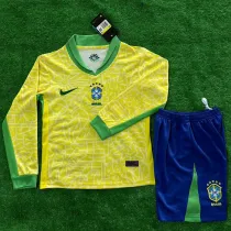 2024 Brazil Home Kids Long sleeve Soccer Jersey（童装长袖）