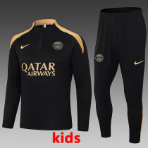 24/25 PSG Black Kids Half Pull Tracksuit  (半拉链)(儿童）