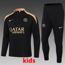 24/25 PSG Black Kids Half Pull Tracksuit  (半拉链)(儿童）
