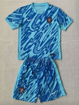 24/25 Portugal Blue Goalkeeper Kids Soccer Jersey