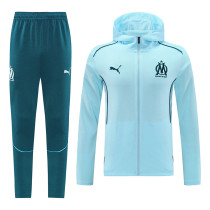 24/25 Marseille Light Green Hooded Jacket Tracksuit 01