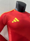 2024 Spain Home  Long Sleeve Player Version Soccer Jersey(长袖)