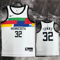 22/23 TIMBERWOLVES TOWNS #32 White City Edition Top Quality Hot Pressing NBA Jersey