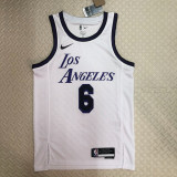 22/23 LAKERS JAMES #6 White City Edition Top Quality Hot Pressing NBA Jersey