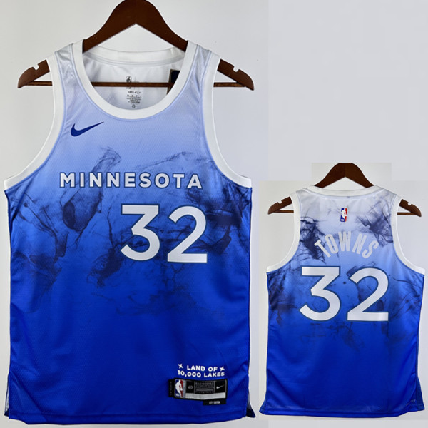 23/24 Timberwolves TOWNS #32 Blue City Edition Top Quality Hot Pressing NBA Jersey