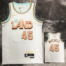 22/23 Cleveland Cavaliers MITCHELL #45 White City Edition Top Quality Hot Pressing NBA Jersey