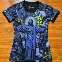 24/25 Brazil Christ statue Blue  Women Soccer Jersey(女）