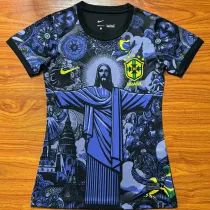 24/25 Brazil Christ statue Blue  Women Soccer Jersey(女）