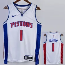 22/23 Pistons IVERSON #1 White Top Quality Hot Pressing NBA Jersey