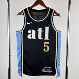 23/24 Hawks MURRAY #5 Black City Edition Top Quality Hot Pressing NBA Jersey