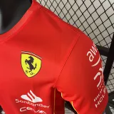 2024 F1 Formula One Ferrari Red Racing Suit (圆领、左肩带DX广告)