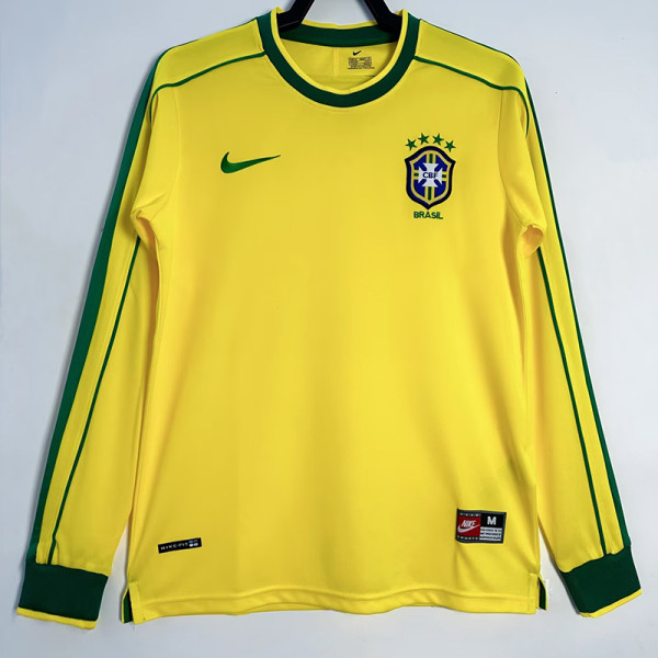 1998 Brazil Home Long Sleeve Retro Soccer Jersey