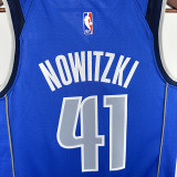 Dallas Nowitzki # 41 Blue away Top Quality Hot Pressing NBA Jersey(V领)