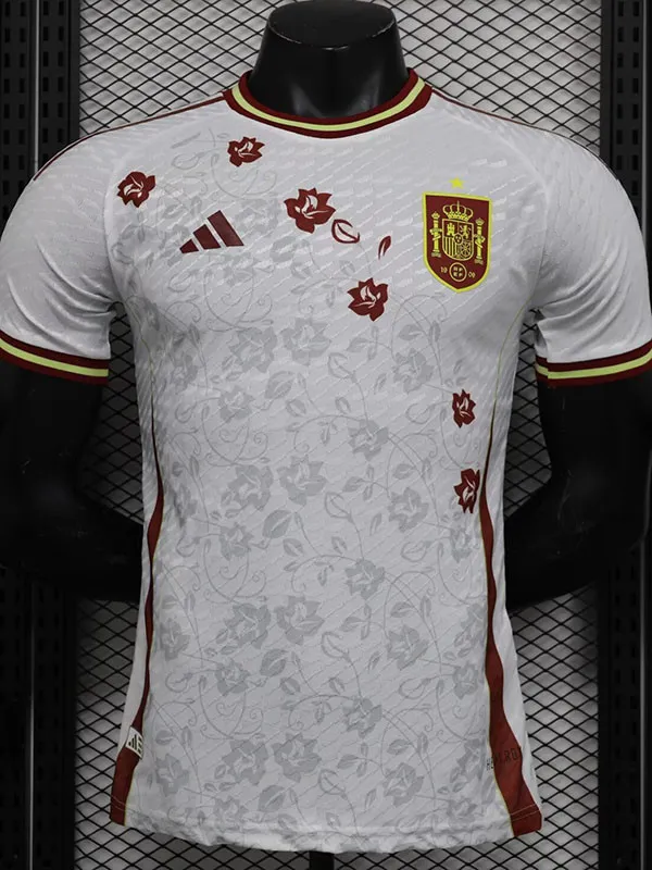 24/25 Spain White Flower Player Version Soccer Jersey