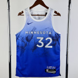 23/24 Timberwolves TOWNS #32 Blue City Edition Top Quality Hot Pressing NBA Jersey