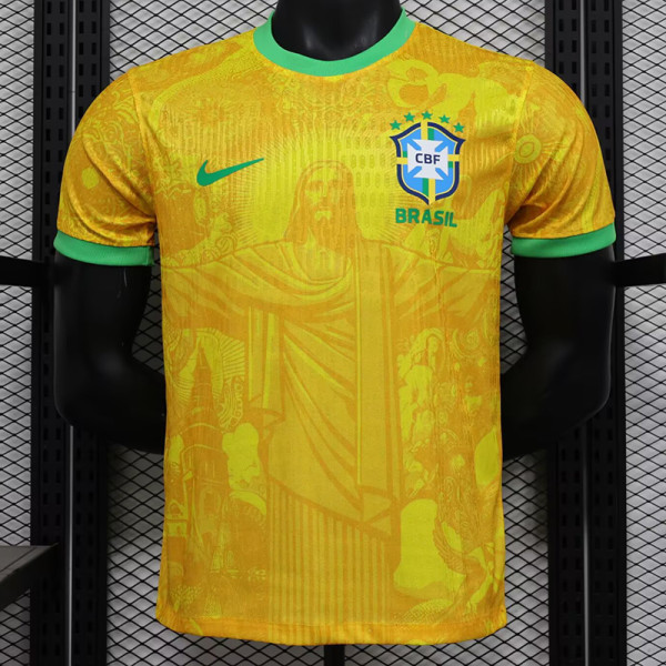 25/26 Brazil Christ statue Yellow  Player Version Soccer Jersey