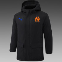 24/25 Marseille Black Hooded Cotton Coat G248橙色队标